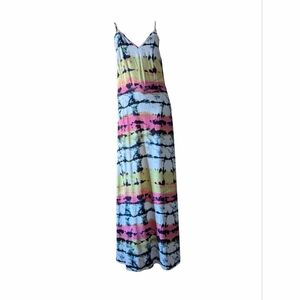 VIXEN Sun Dress Tie Dye Look Maxi A Line Straps Sleeveless SMALL